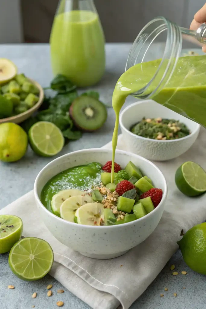 Lime juice in smoothie bowl