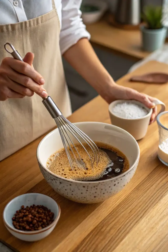 Whipping a cloud coffee recipe in a bowl