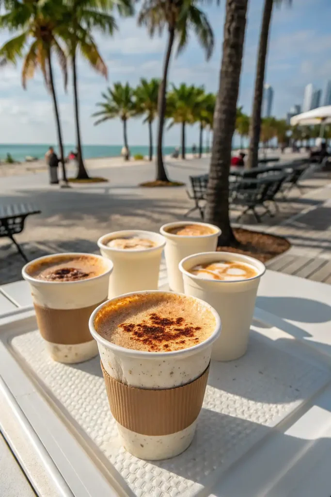 Cuban coffee colada with demitasse cups for sharing