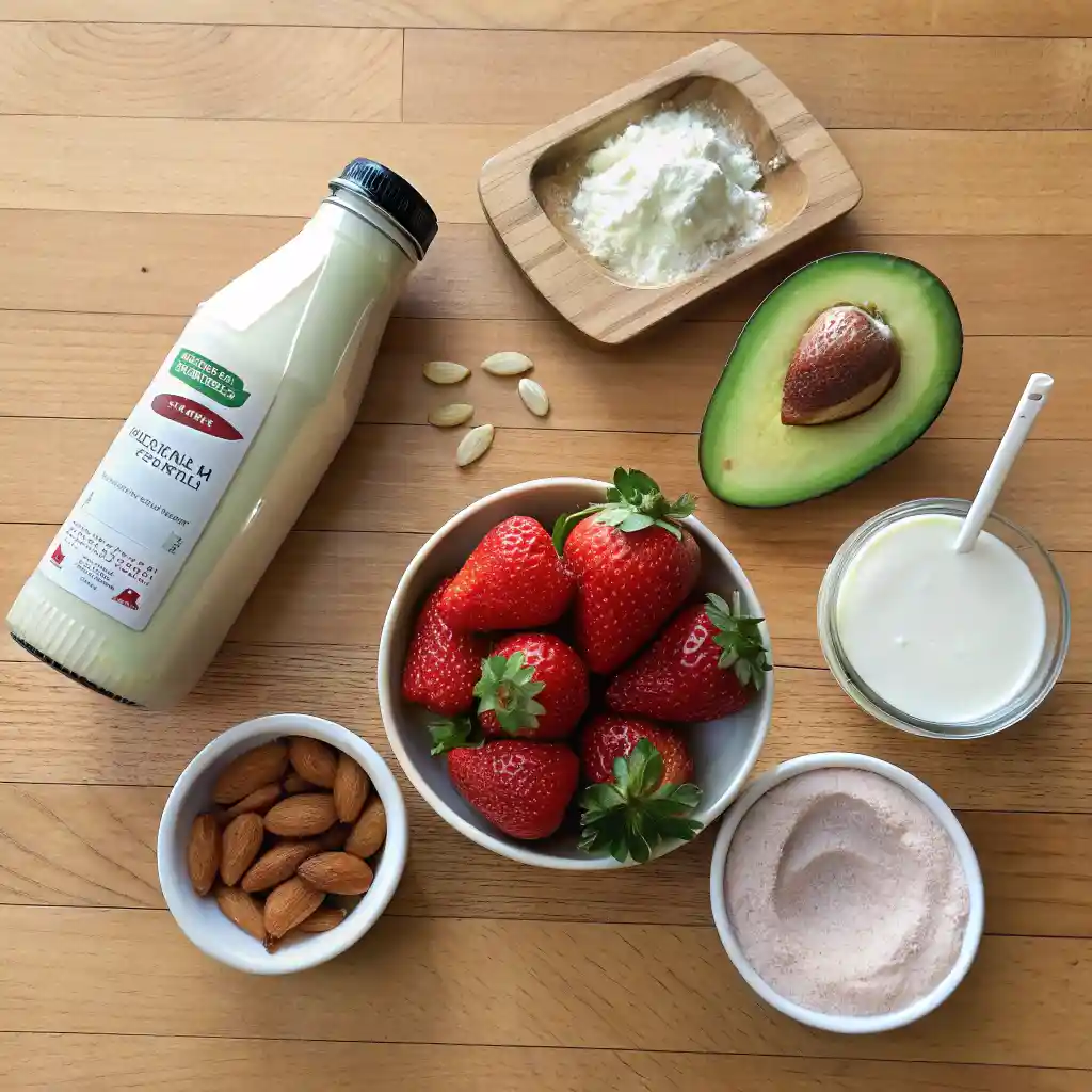 Ingredients for Hailey Bieber Smoothie flat lay