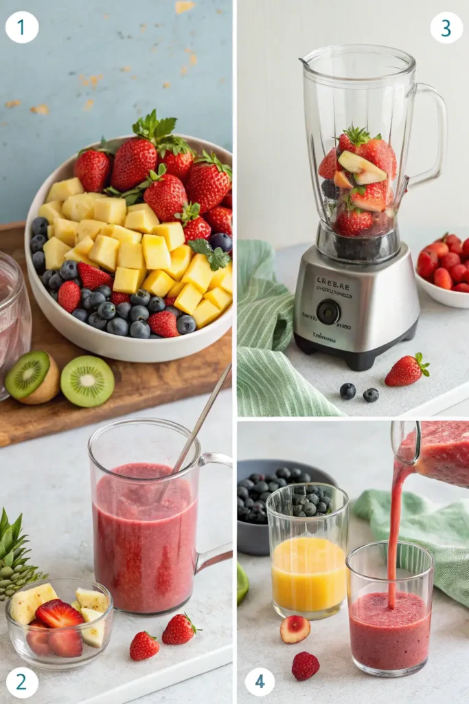 making tropical smoothie at home step by step