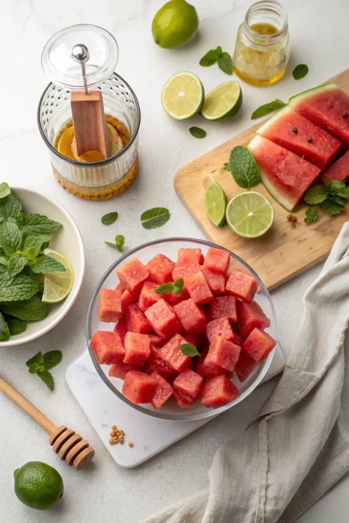 Ingredients for watermelon limeade recipe