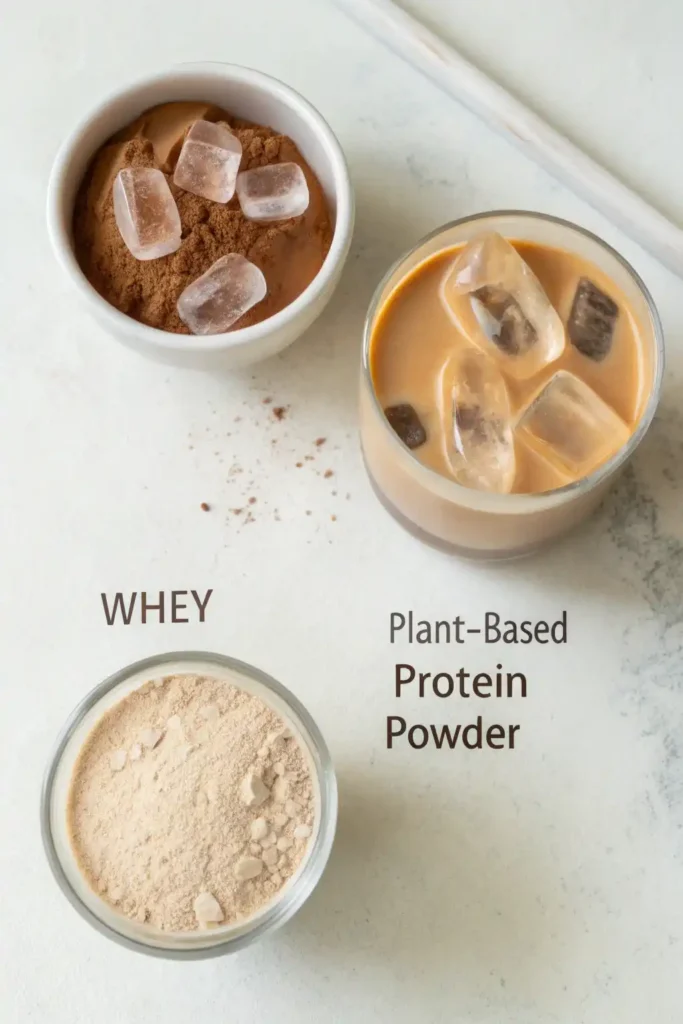 whey vs plant protein for iced coffee