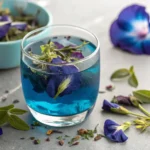 Butterfly pea tea with lemon turning purple