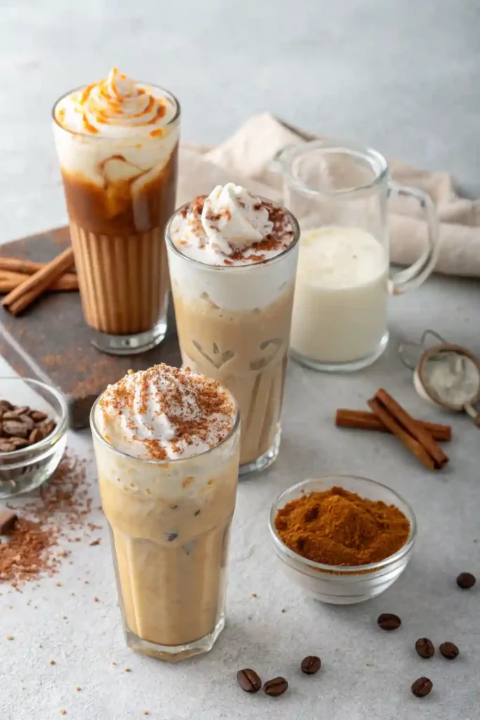 Variations of cinnamon iced latte
