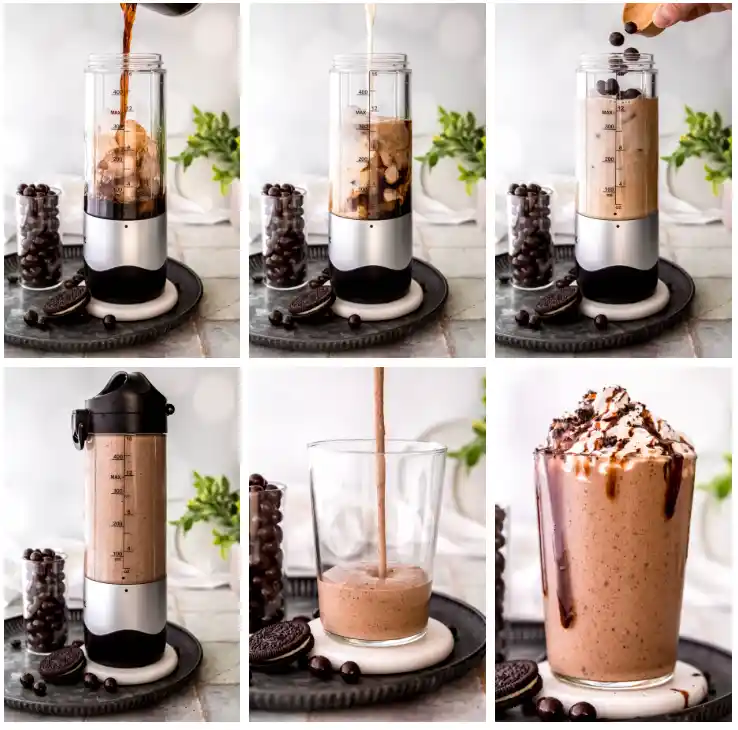 DIY mocha cookie crumble frappuccino step-by-step